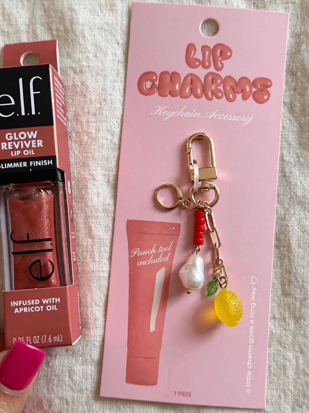 ELF Lip Charms Keychain Accessory - Gold, Yellow, Pink, Red, White
